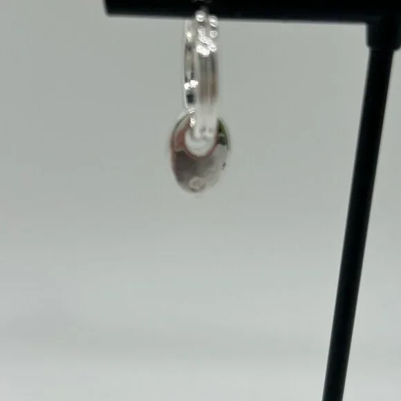 Chaps Silver-Tone Double Hoop Earrings With Dangling Oval Accents For Women - Picture 13 of 14